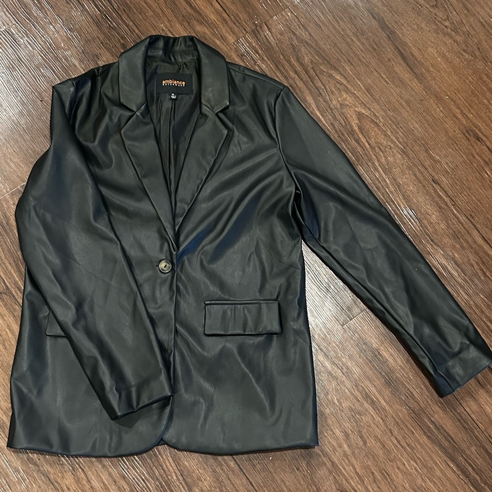 Ambiance Pleather Black Blazer